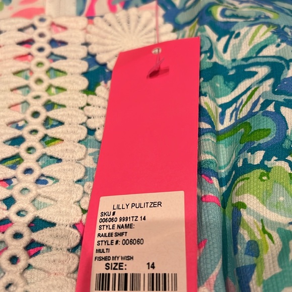 Lilly Pulitzer Railee Shift dress in print Multi Fished My Wish size 14 NWT - Picture 6 of 11